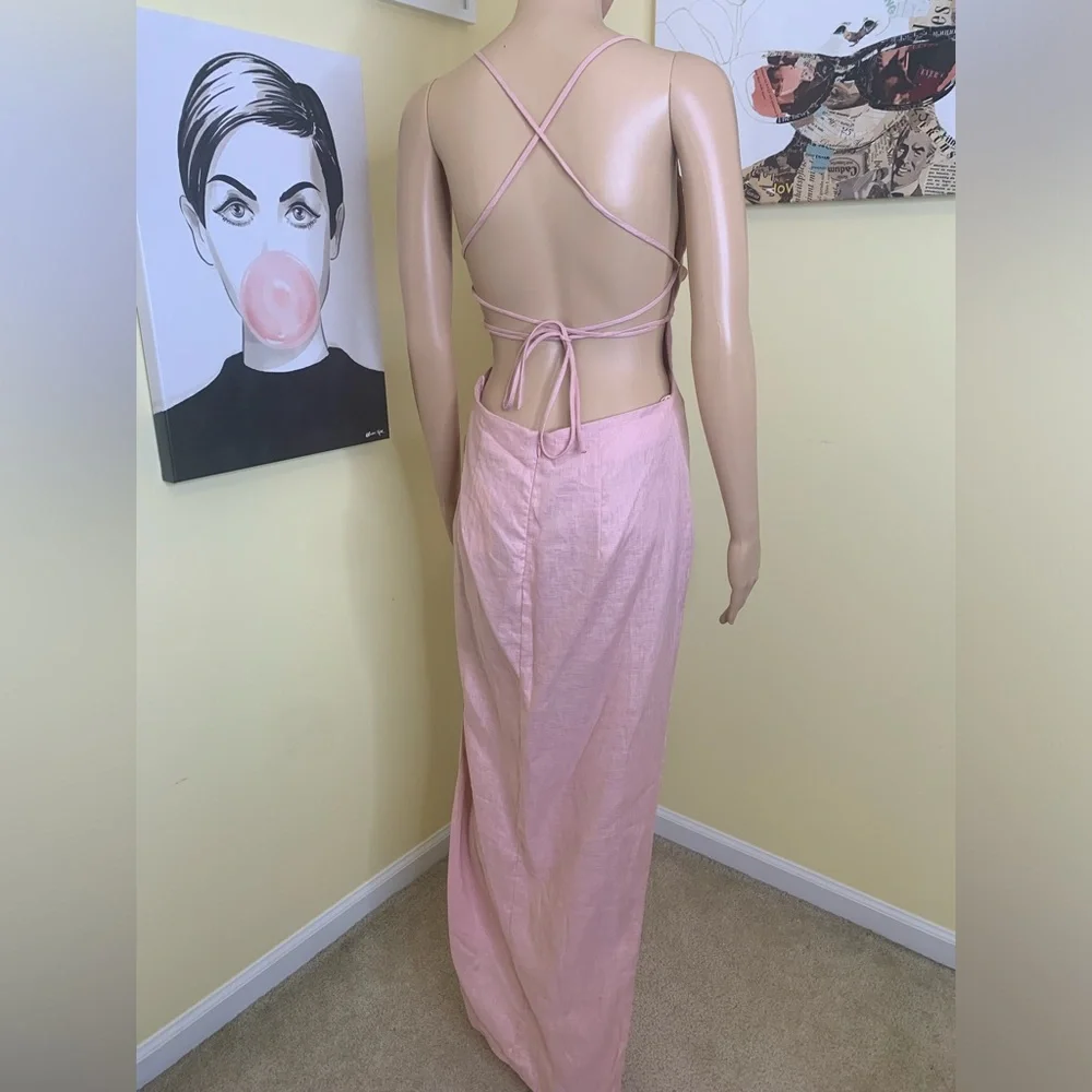 💫HP‼️💫 NWT Revolve RUMER THE LABEL “Loulou” Linen Maxi Dress in Prima, Sz Medium - Picture 11 of 11